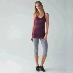 Lululemon Women’s Ebb To Street Tank Top Heathered Burgundy Built In Bra SZ S